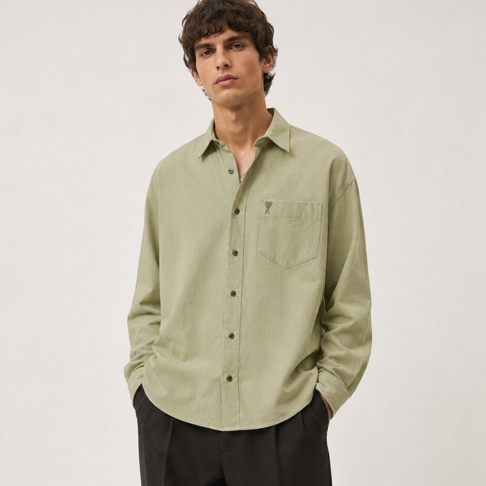 AMI Alexander Mattiussi Men's Boxy button down shirt Sage sz Medium
